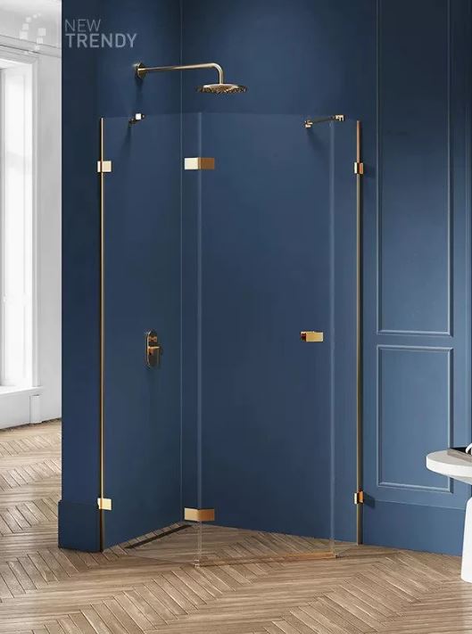 New Trendy Avexa Gold Brushed Kabina Pięciokątna L 100x80x200 Czyste 6mm Active Shield (EXK-3859)